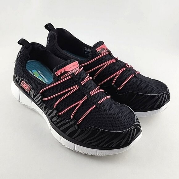 Skechers Women's Equalizer Black Pink Slip On Shoes Ultra Lightweight Size 8 - Picture 4 of 16